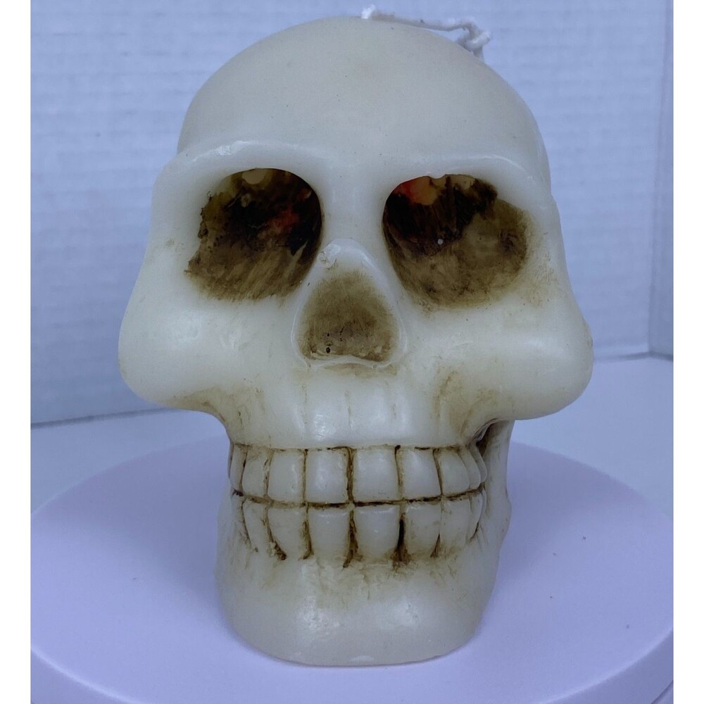 AT HOME SKULL HALLOWEEN BLEEDING CANDLE BLEEDS RED 4.5"